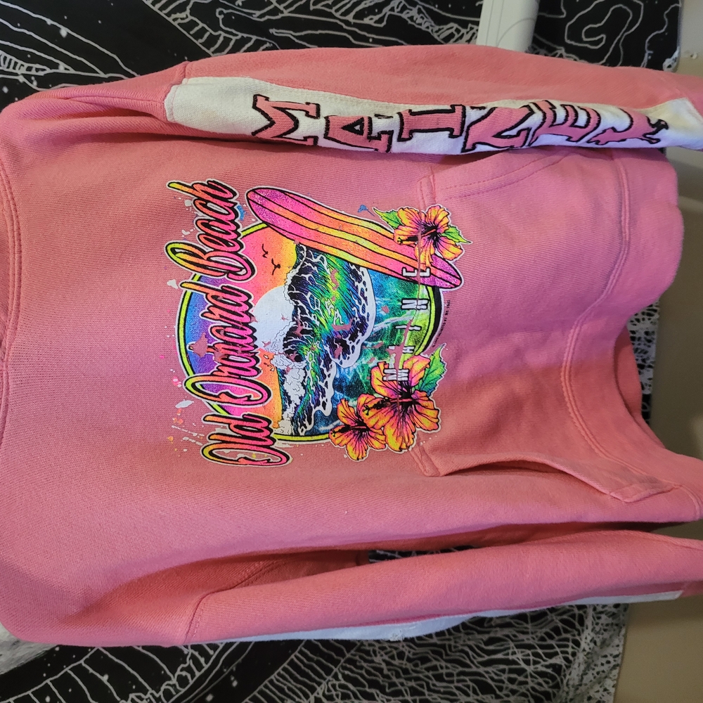 Pink Surf-Themed Kids Sweatshirt